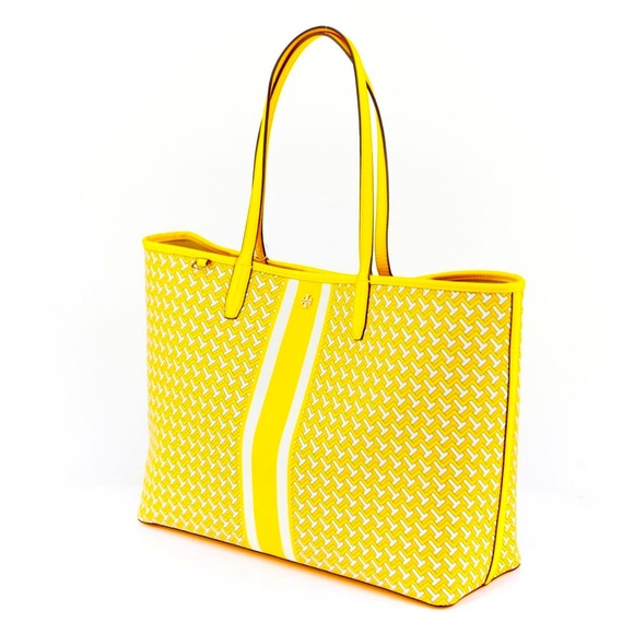 Beautiful Tory Burch Large Yellow Tzag Leather Tote!